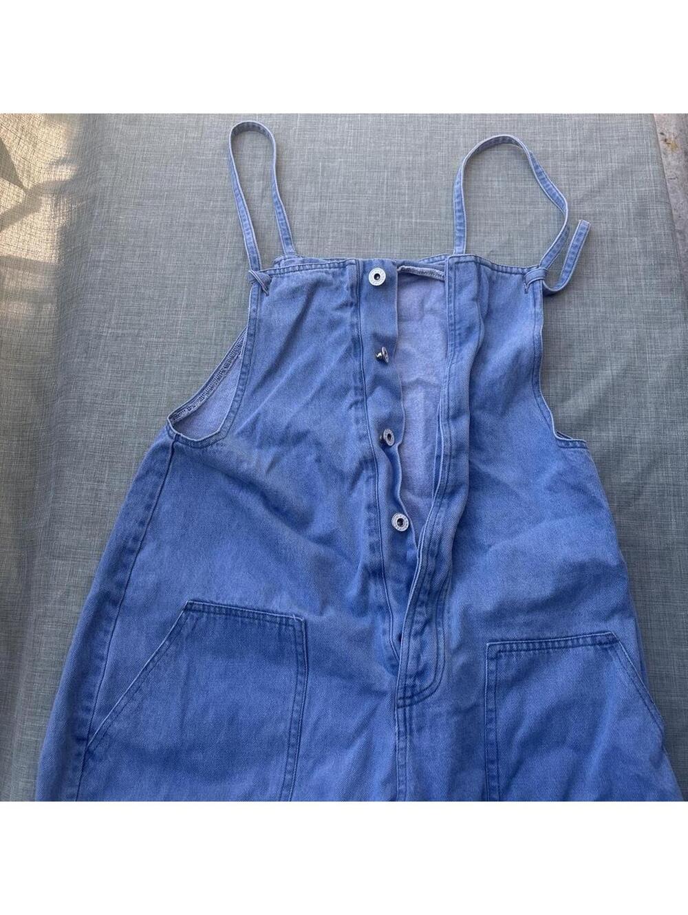 Blue capri denim overalls #overalls #denim #Y2k